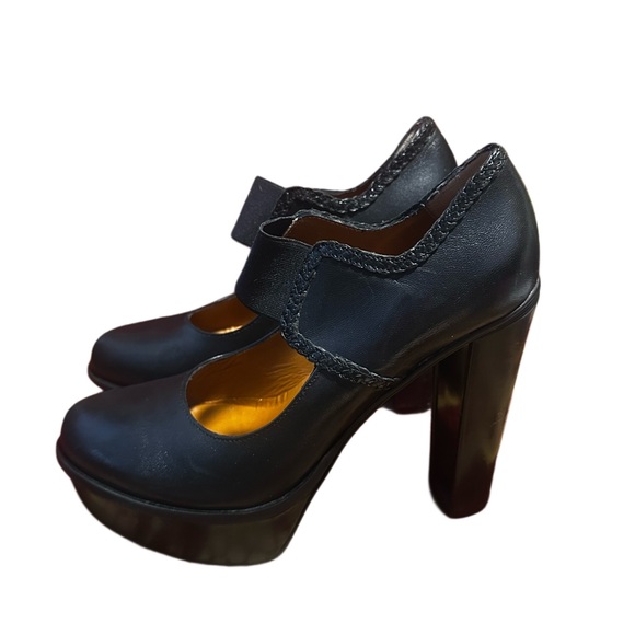 Stephane Kelain Paris black leather Mary Jane pumps platform shoes size 9.5/40.5 - Picture 3 of 8